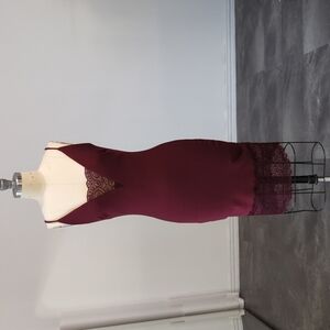 Olive Tree Knit Bodycon Dress Red S lace chest hem sexy date night stretch